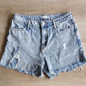 Aves Les Filles Size 29 Denim Distressed Women Shorts Cut Off High Waist Rise